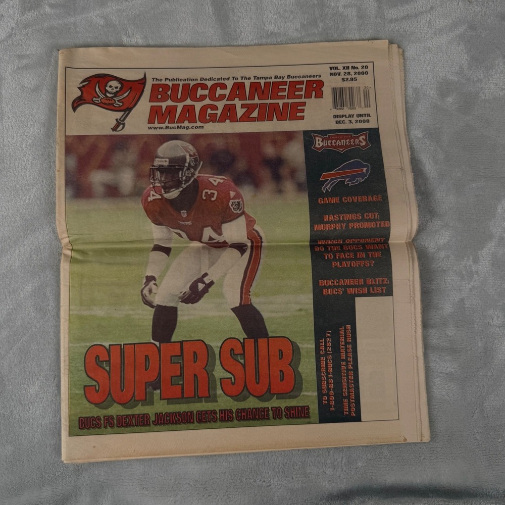 Tampa Bay Buccaneer Magazine Vol XII No 20 Nov 28 2000 Dexter Jackson Super‎ Sub